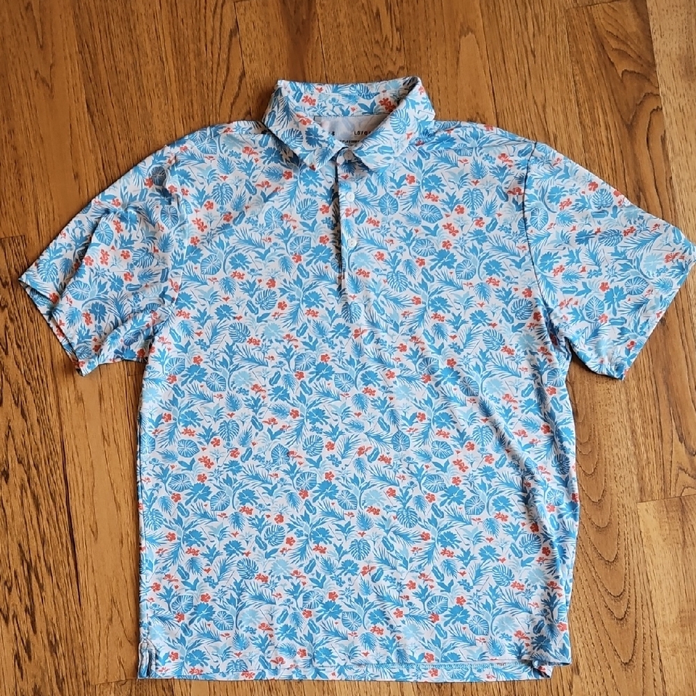 LG Blue and Red Floral Polo Shirt